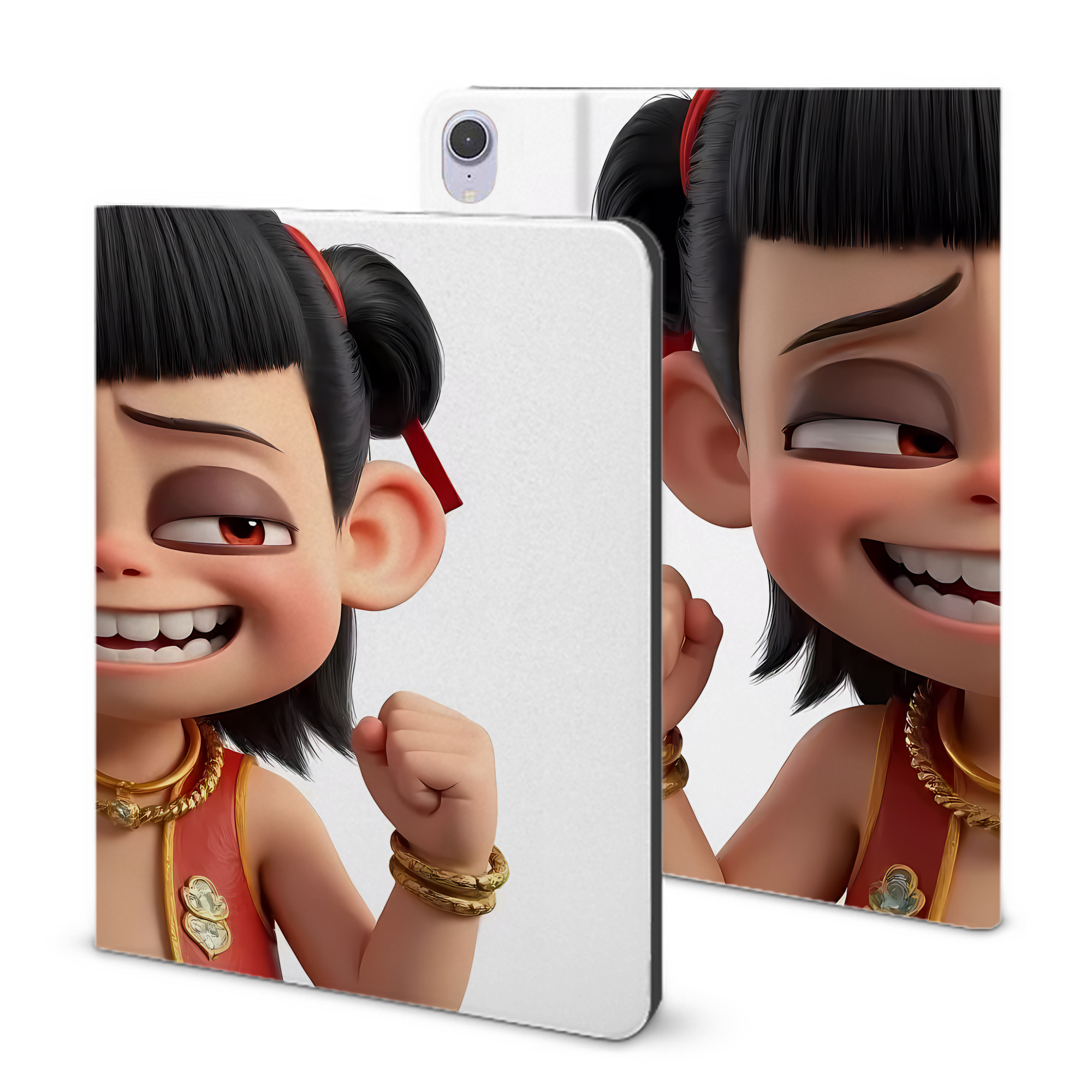 （画像用） Ne Zha 2 ナタ 魔童の大暴れ IPad ケース ブック型 PUレザー TPU 耐衝撃 軽量 薄型 ペン収納なし 全面保護 IPad 各モデル対応